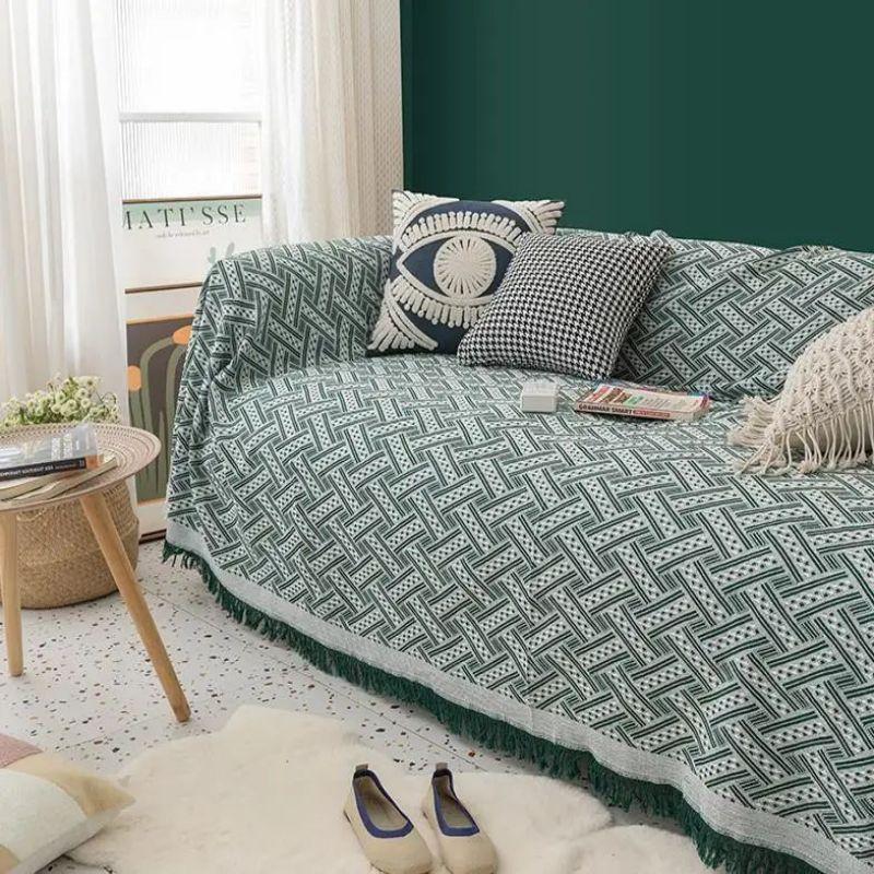 

VIKAMA Cream Wind Solid Color Sand Hair Towel Full Cover Cloth Sofa Cushion Cover Nordic Sofa Blanket Four Seasons Universal 90X90CM