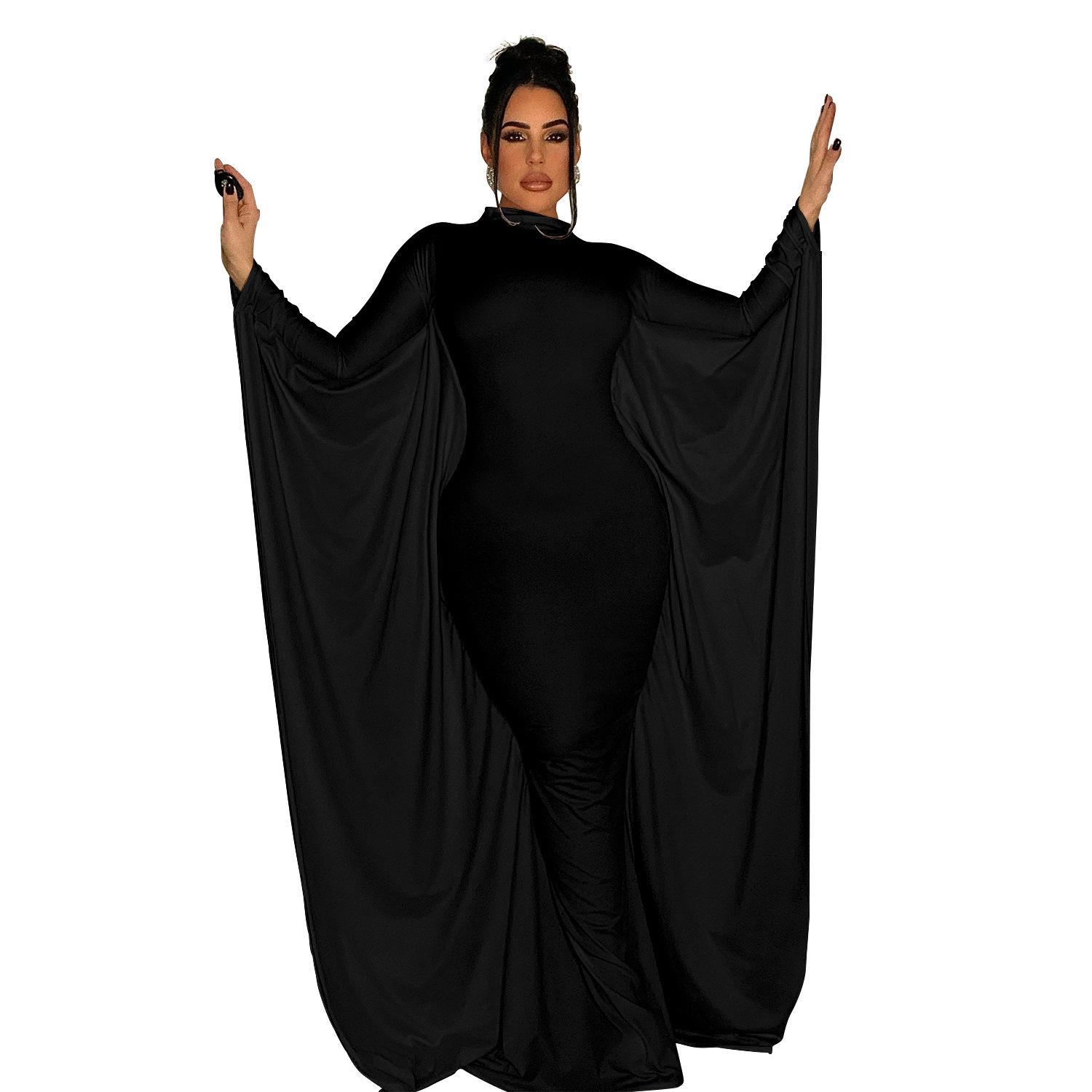 

Batwing Sleeve Long Dress: Solid Color Women s Fashion for Europe and America Large