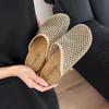 2025 summer rhinestones full diamonds fishing net baotou big head baotou half slippers sandals toboken shoes flat women's shoes
