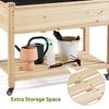 42x23x33in Wooden Raised Garden Bed with Wheels for Growing Herbs and Vegetables Elevated Flower Planter Box in Natural Wood Fi