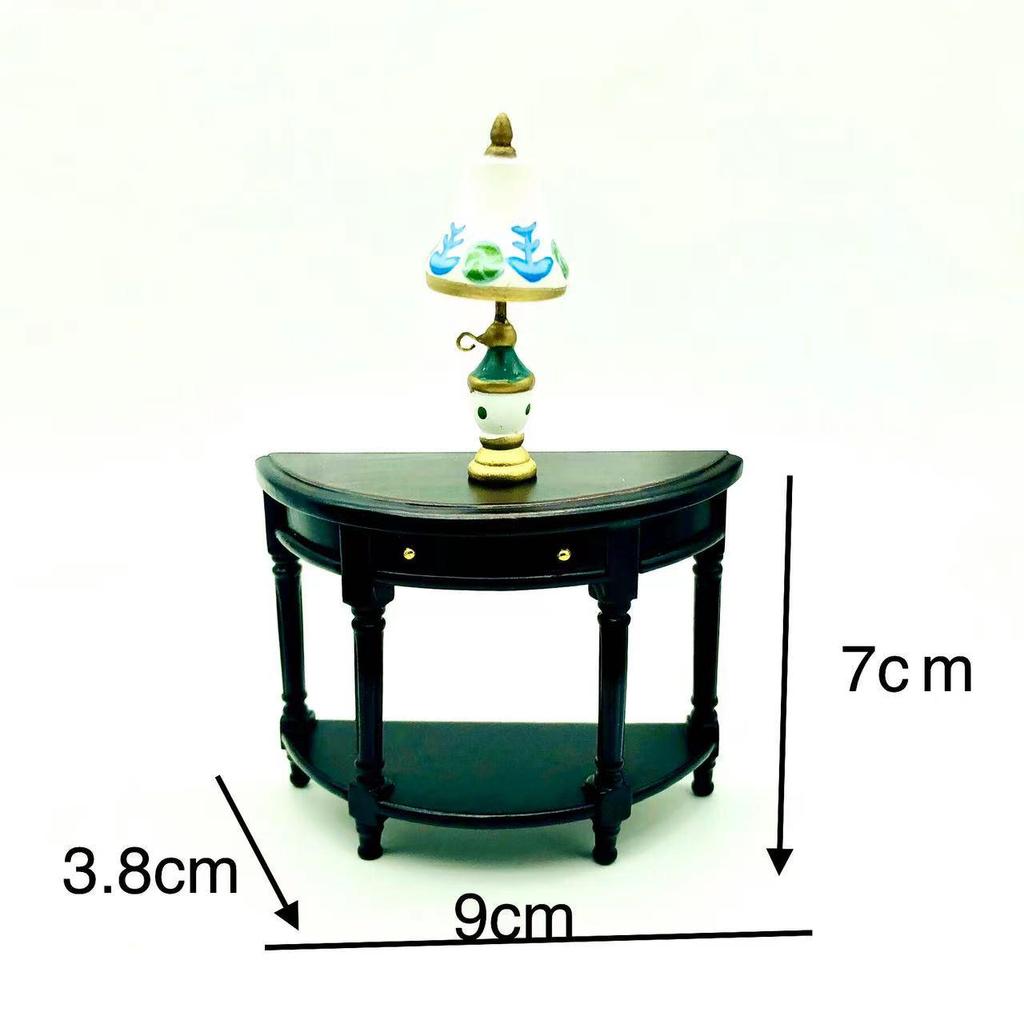 Miniature Dollhouse Four-Drawer Cabinet with Clay Food Accessories