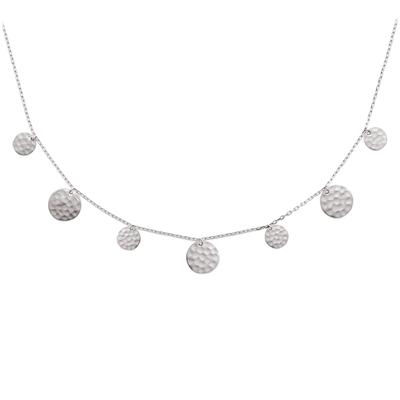 [Q4633] - Hammered Silver 'Cléopatra' Silver Necklace (rhodium-plated) - 45 Cm - 7 and 10 Mm