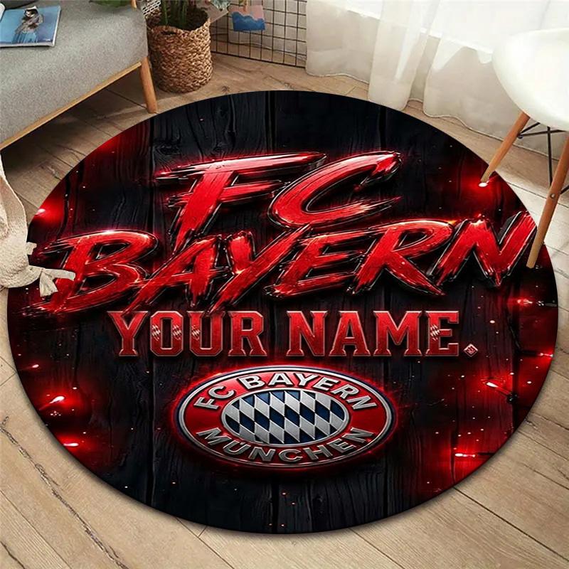 Bayern Munich Fan Gear Custom Name Round Area Rug Carpet Rug For Living Room Bedroom Sofa Playroom Decor Nonslip Floor Mat
