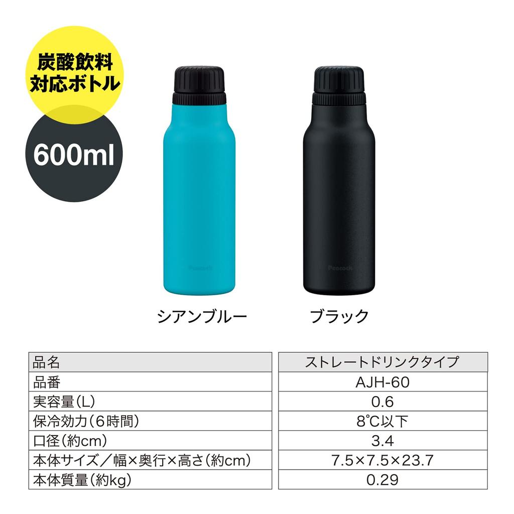 Peacock Thermos Industry Peacock Water Compatible with Carbonated Cold Vacuum Insulation Direct Compatible with Sports Antibacterial Fully Direct Cyan
