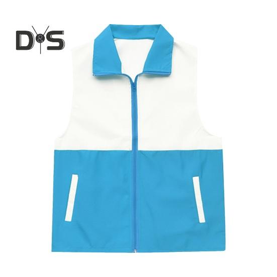 

Жилет для волонтеров Яркий цветной дизайн с лацканами, без рукавов, застежка-молния, свободный крой, карманы, благотворительная униформа, жилет для группы L синий