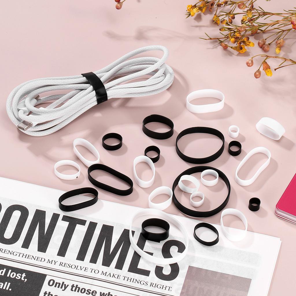 150/300Pcs Silicone Rubber Bands Rubber Bands Rings Cable Ties Strong Elastic Bands Non-Slip for Cord Wrapping Bag Wraps