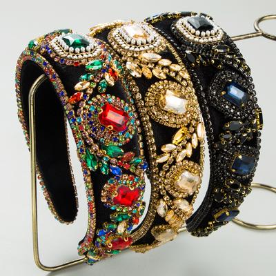 Luxurious Baroque Full Diamond Headband Sponge Hair Accessories For Women Shining Party Hairbands Hair Band Hoop Girl Headwear