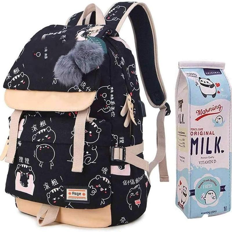Asge Women's Fashion School Bag Kawaii Printing Backpack Girls Casual Waterproof Backpack School Teenager Daypack
