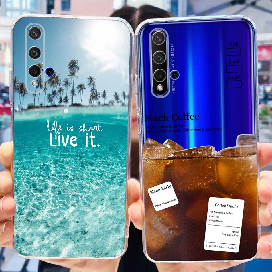 For Huawei Nova 5T Phone Case Nova5T YAL-L21 YAL-L61 YAL-L71 Elegant Printing Soft Silicone Clear TPU Slim Cases