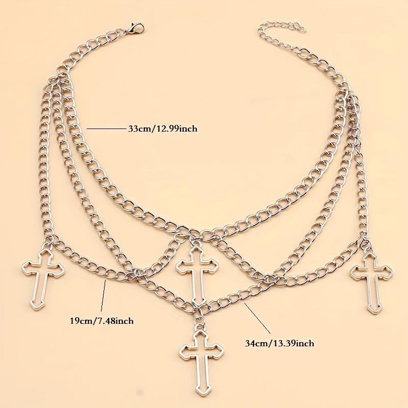 1pc Gothic Trendy Hip-Hop Geometric Multi-Layer Cross Currency Shaped Necklace , Collarbone Chain For Men And Women