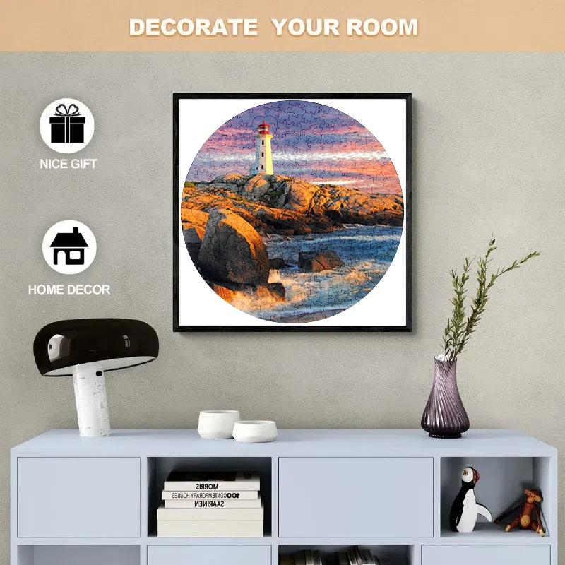 Round Draw Unique Wooden Puzzles for Educational Toys Adults Puzzles Games Wooden Jigsaw Home Decor Crafts Gift