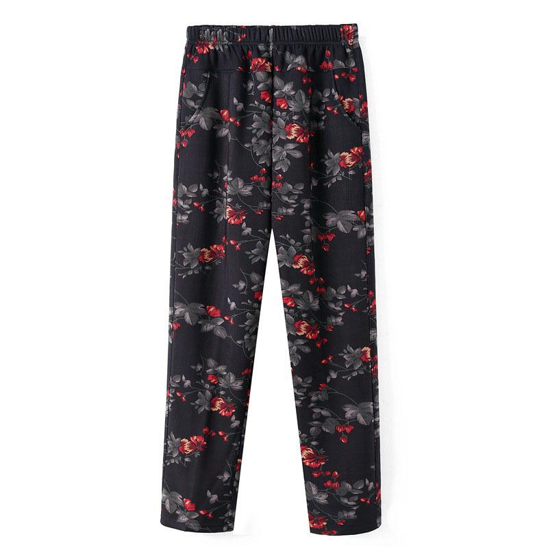 Spring Women's Casual Loose Printed Elastic Waist Wide Leg Pants