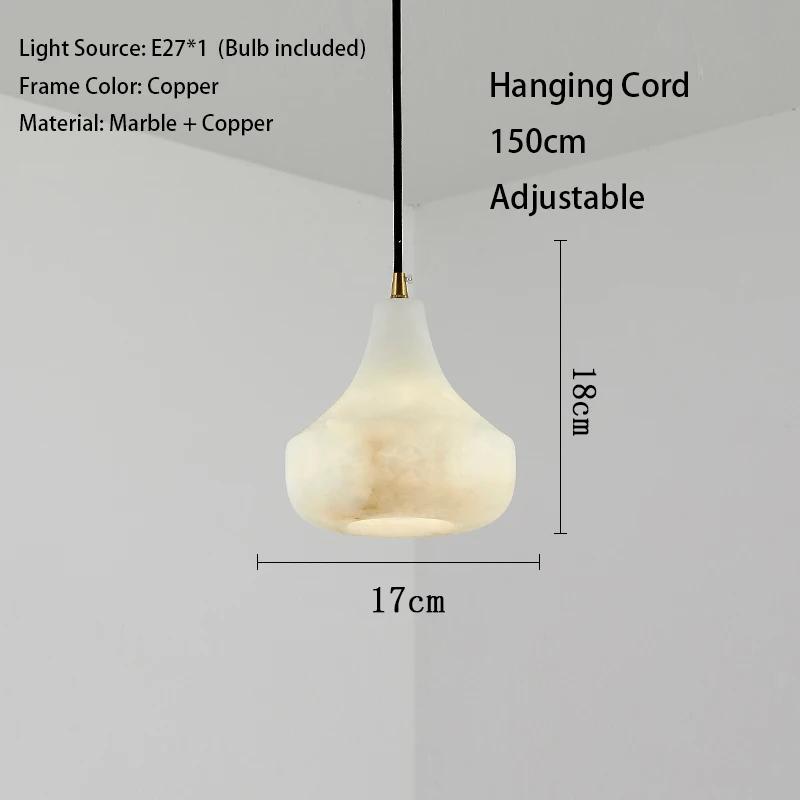 Natural marble restaurant pendant light ceiling light room decoration high-end snowflake stone all copper home hanging  fixtures