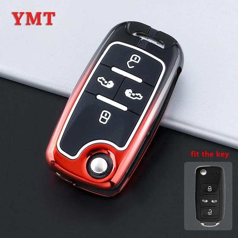 Porte-clés de voiture pour Vw Volkswagen Sharan Crafter Multivan Caravelle Pour Seat Alhambra Housse de porte-clés Coque Support Étui Accessoires Flip Folding Key Fob