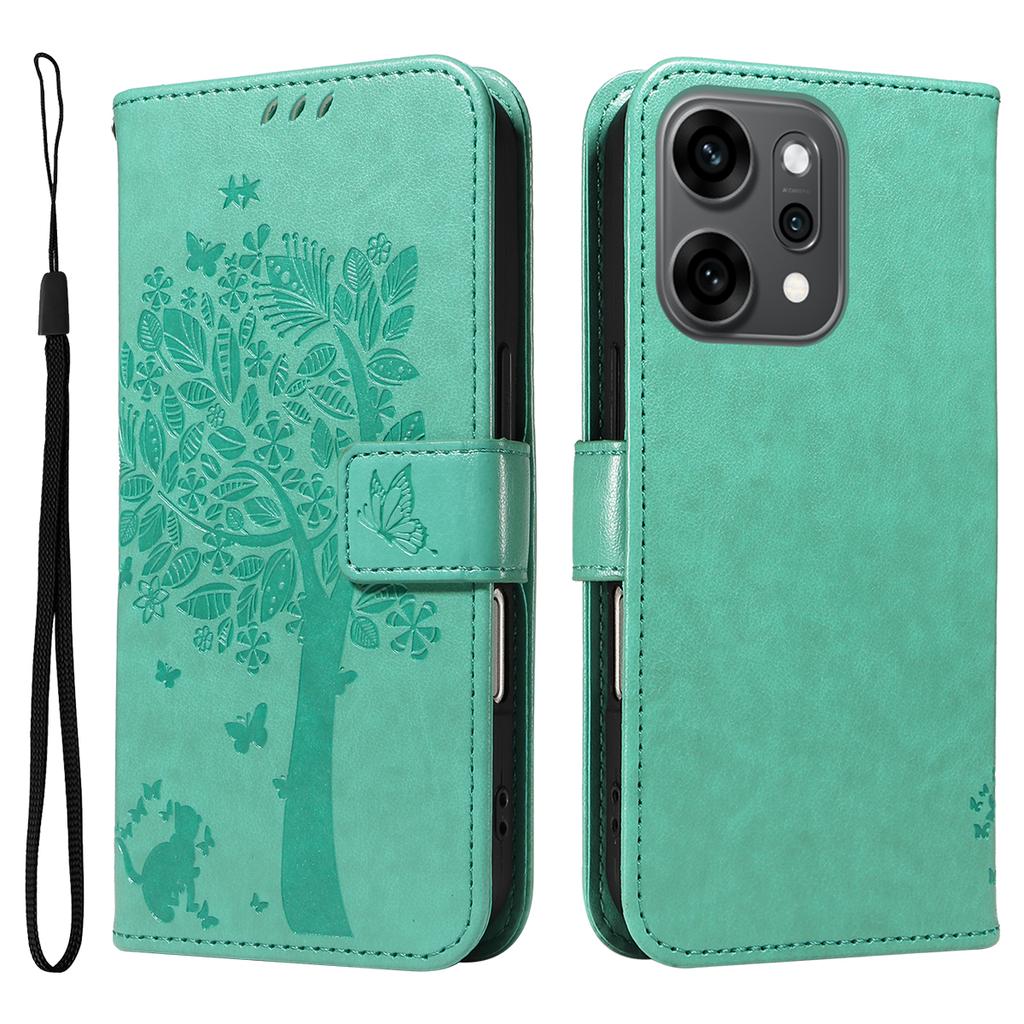 For Oppo Reno14 Pro 5G (China)/Oppo Reno14 Pro 5G (Global) Phone Case with Stand Cat Tree Pattern Leather Wallet Mobile Cover