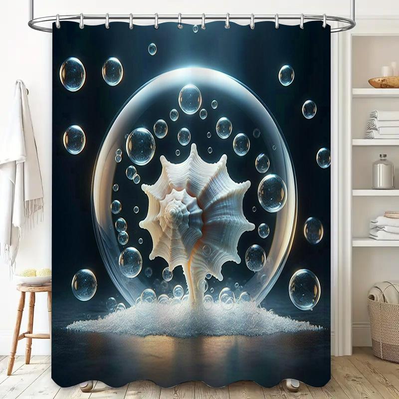 Whimsical Seashell Shower CurtainBath Decor for a Nautical Theme Waterproof Fabric with Bubble Print Perfect Gift for Beach Love