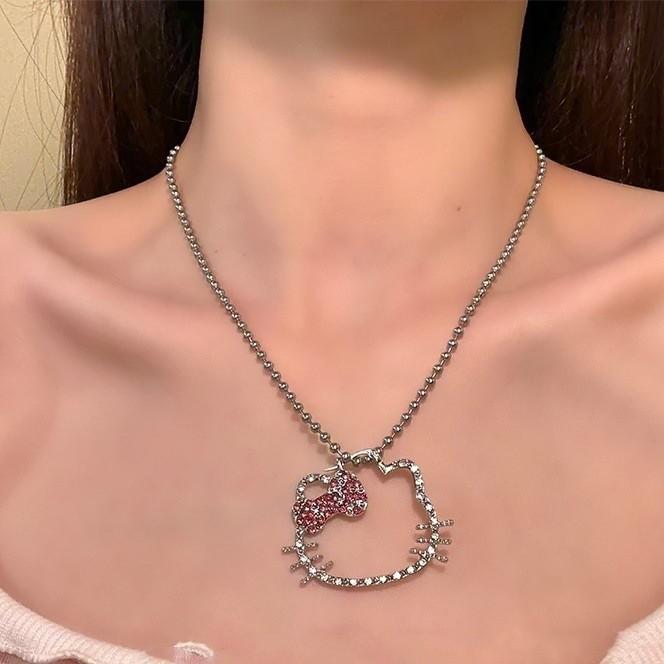 Novo colar de octagrama com vento frio e diamante rosa para mulheres, moda, alta sensibilidade, corrente para clavícula, estilo nicho de luxo leve, corrente para pescoço