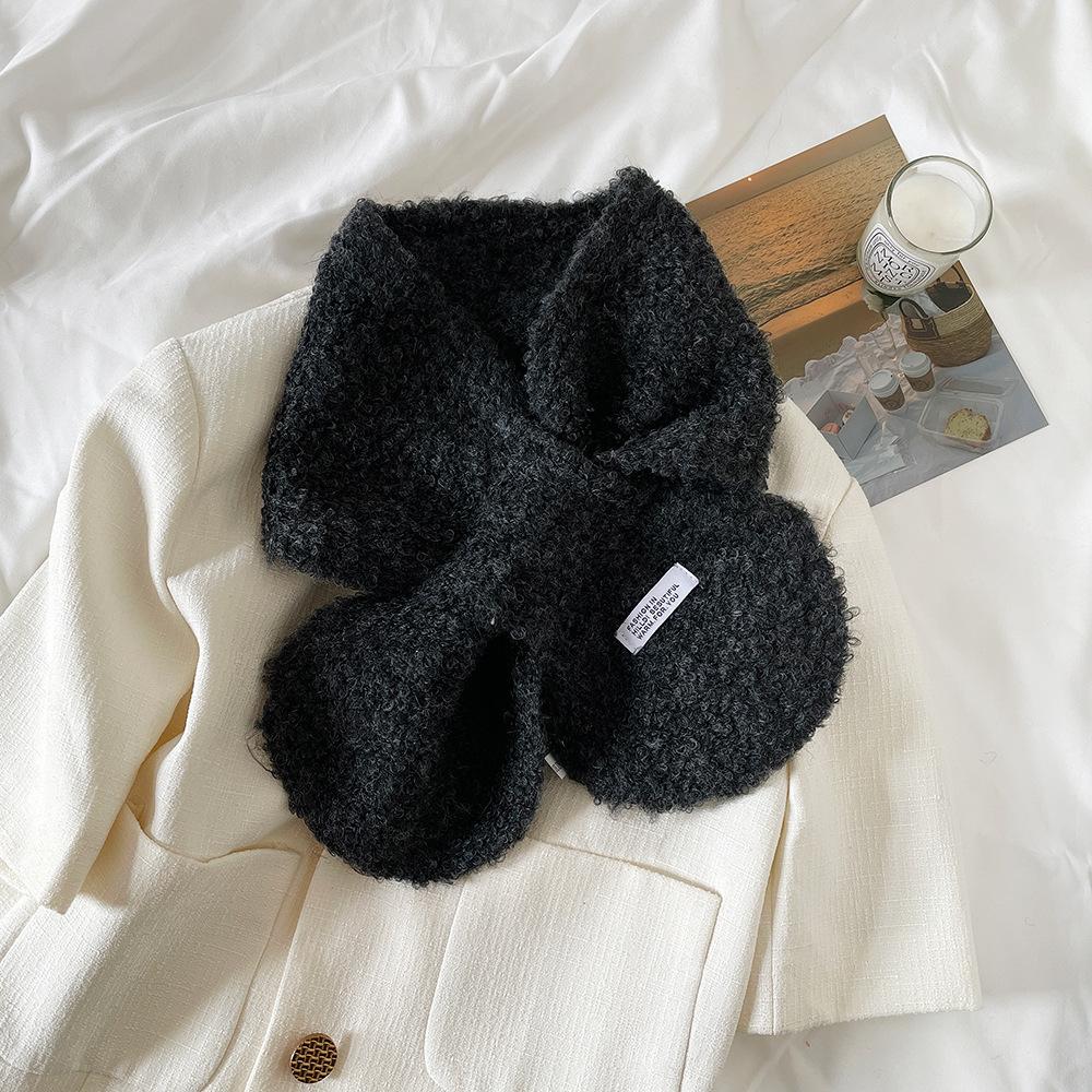 Korean ins simple soft waxy plush cross scarf women's versatile skin-friendly small scarf autumn and winter student warm scarf