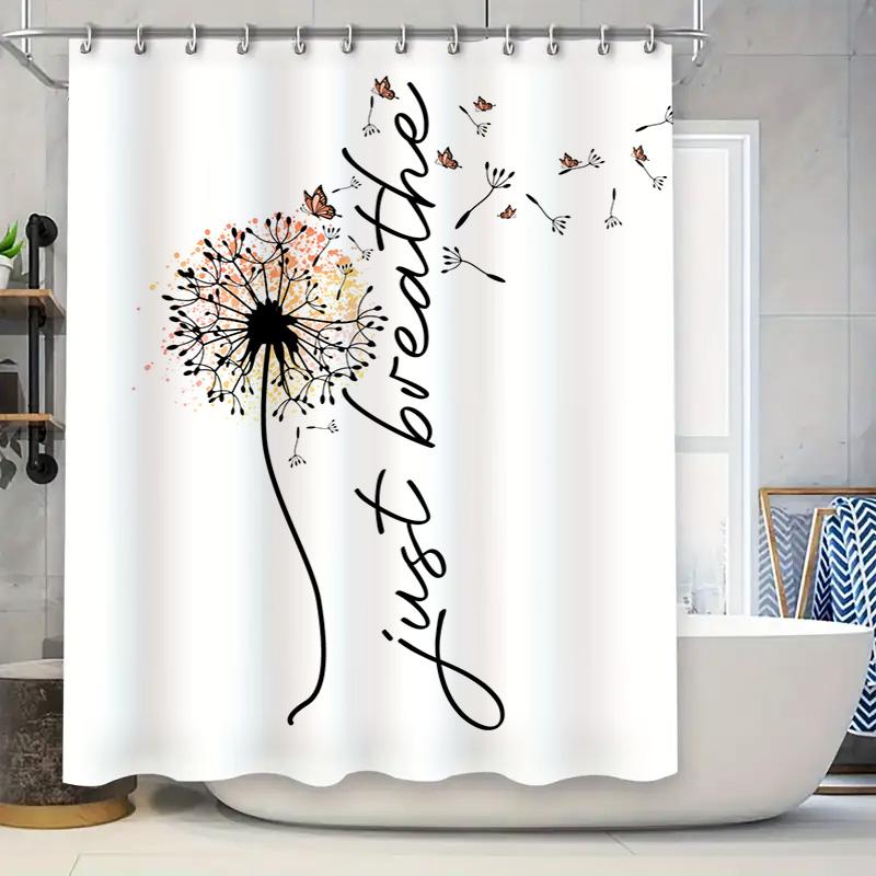

Delightful Dandelion Shower Curtain Just Breathe Home Decor Bathroom Accessories In White With Black Print For Living Room Decor 90x180cm