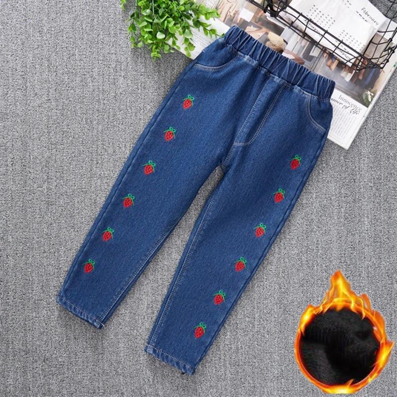 Winter Teenage Pants Girls Fleece Children Jeans Kids Denim Trousers Girls Clothing