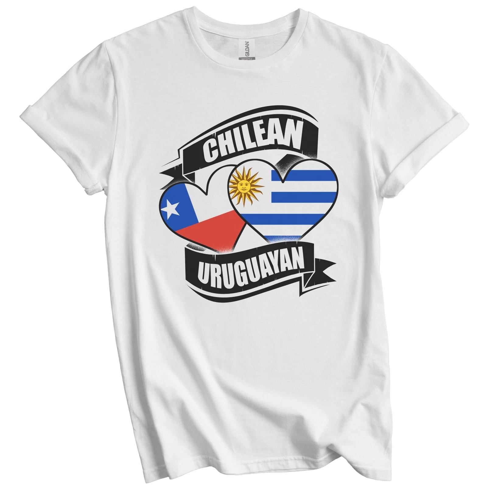 Chilean Uruguayan Hearts Chile Uruguay Flags T-Shirt 4XL