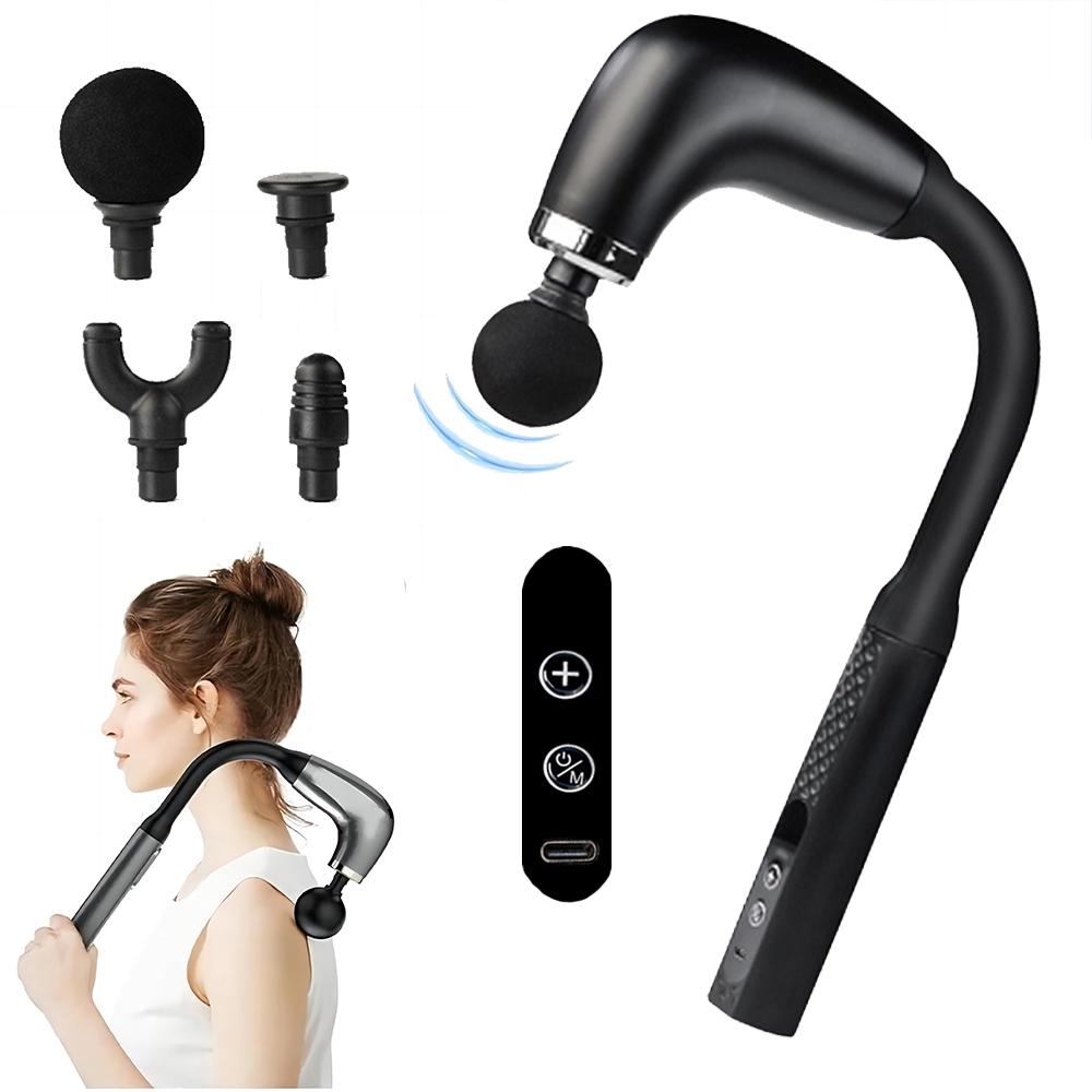 Fascia Gun with Extended Handle and Elbow for Self-assist Massage of the Upper and Lower Back Muscle Relaxation and Massage Done