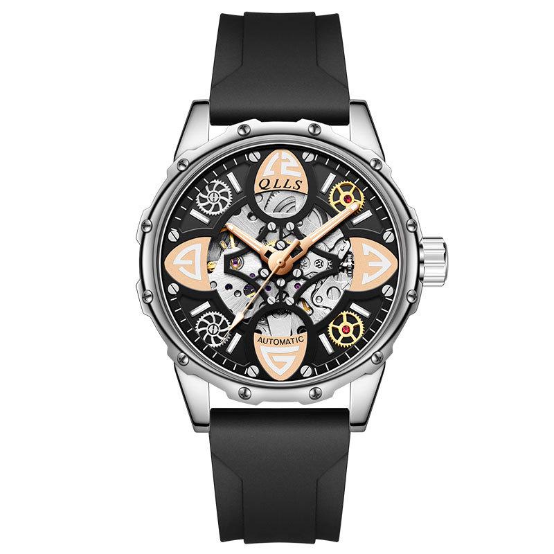 Kilo Time Men's Hollowed-Out Automatic Mechanical Watch with Wormhole Concept & Xenon Design—Stylish for Students