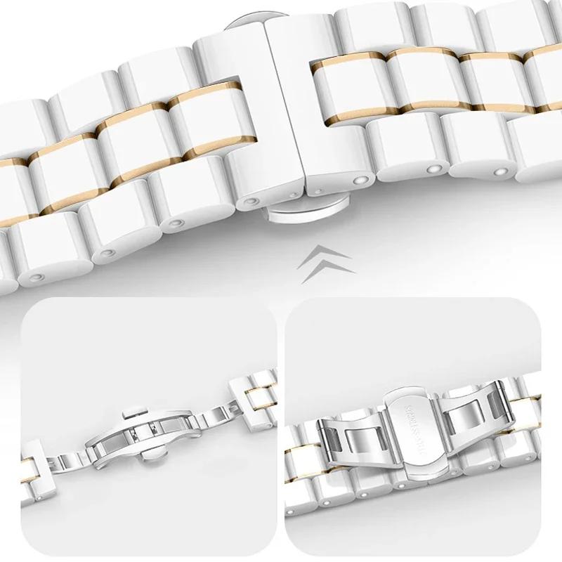 18mm Keramický+Kovový Řemínek Pro Huawei Watch 5/GT5 Pro 42mm GT6-5-4 41mm Špičkový Oficiální Náramek Pro Garmin Venu 4 41mm Correa