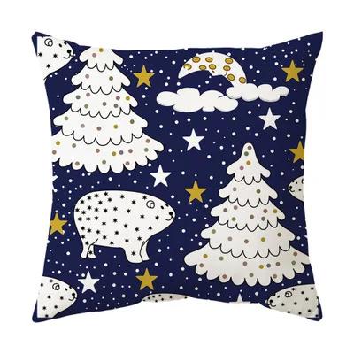 Merry Christmas Cushion Cover 45*45 Cartoons Pillowcase Cotton Linen Sofa Cushions Pillow Cases Pillow Covers