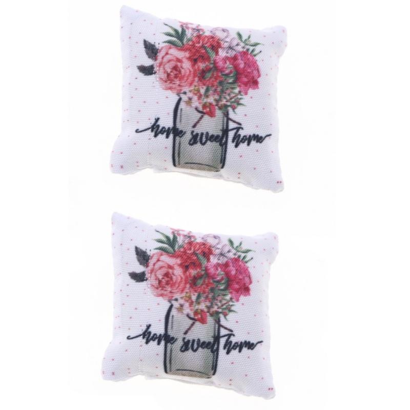 2Pcs Dollhouse Bedroom Sofa Scene Bjd Living Room Micro Model Decorative Craft Miniature Easter Pillow For Home Festival Gift