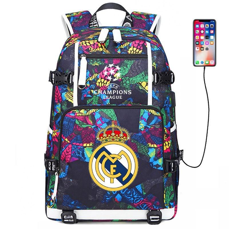 Fußball Rucksack Herren Damen - Dortmund Manchester City Liverpool FC Fan Sporttasche Mit USB-Anschluss