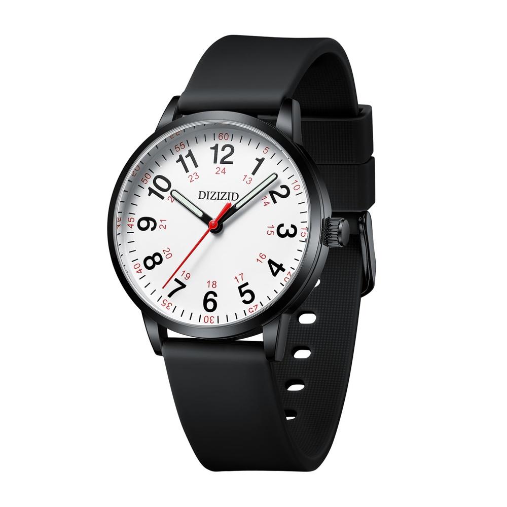 Analog Nurse Watch, Waterproof, Luminous, Easy to Read Dial, Urethane Belt, Simple, Stylish, Men s, Women s, Medical, Nurse, Unisex (Black DIZIZID