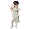 Boys' Cartoon Print Sleeveless Summer Set - Trendy Two-Piece Shorts Outfit