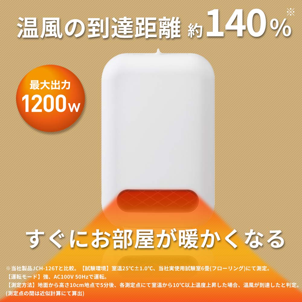 Iris Ohyama Ceramic Fan High Temperature Fast White ACH-E12C-W Heater, Energy-Saving, Airflow, 1200W, Two-Level Control, Tip-Off Function, Heating,