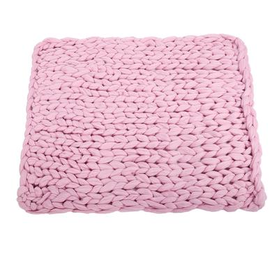 Knitted Chunky Plush Sofa BLANKET Warm Soft Super Big Bulky (Pink 100 * 120cm / 39.4 * 47.2in)