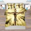 Jesus Christ King Queen Duvet Cover Christianity Bedding Set Western Religion Quilt Cover Blue-green Polyester Comforter Cover