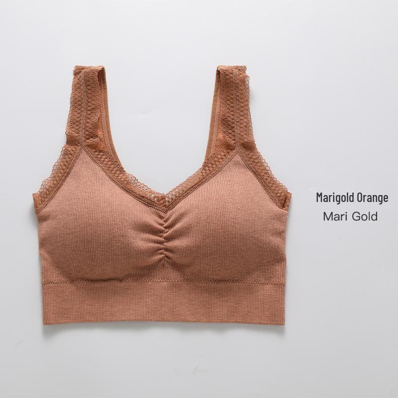 

Весенний кружевной топ-майка на бретелях из эластичного хлопка с V-образным вырезом - Удобное нижнее белье для девочек One Size (High Stretch)