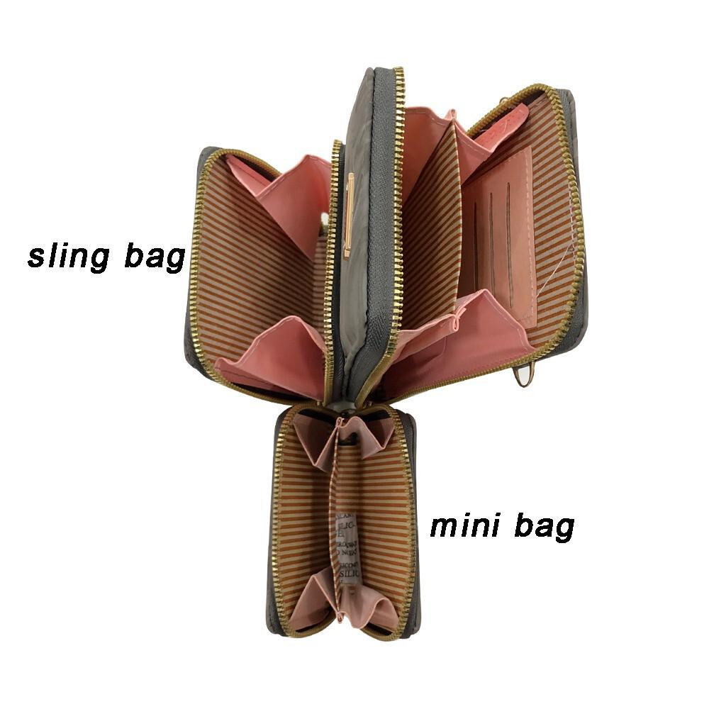 RSINC Damen Handy Umhängetasche 2 Fächer 3 Taschen & 4 Kartenfächer Dunkelgrau JL156682002262