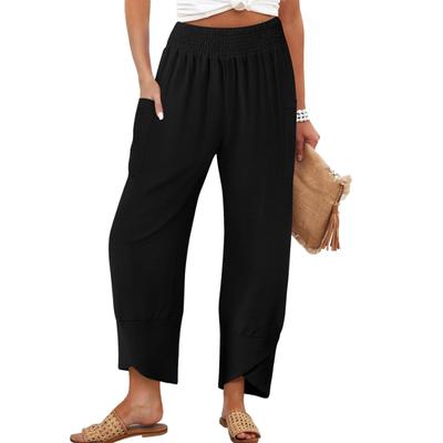 Dames 2025 Nieuwe Herfst Casual Hoge Taille Effen Kleur Los Katoen en Linnen Casual Broek