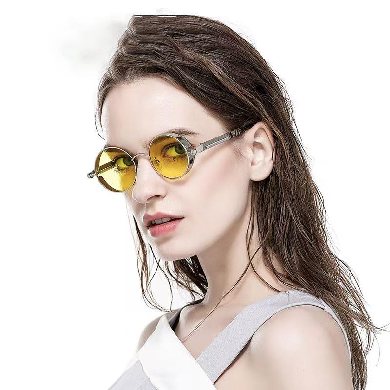 New Retro Metal Round Frame Sunglasses Fashionable Women's Glasses Trendy Street Photography Sun Glasses UV400 Eyewear
