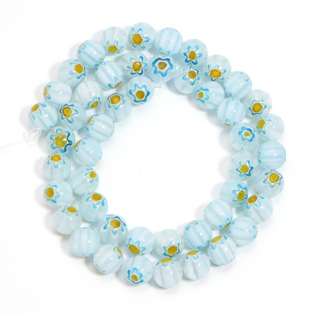 Bunte runde Lampwork-Perlen mit Millefiori-Muster für DIY-Handarmbänder