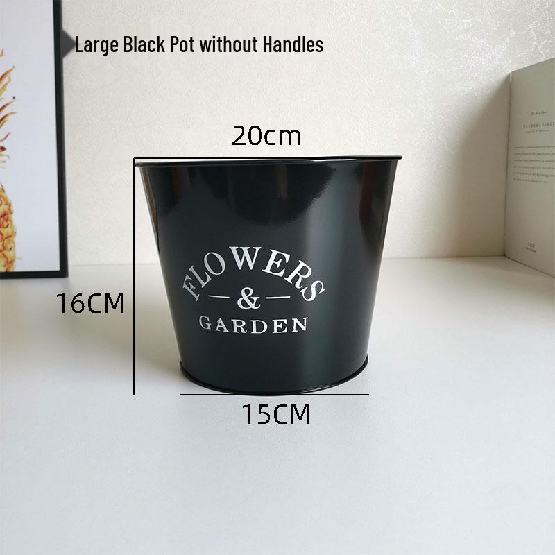 Tin Flower Pot with Hemp Rope Succulent Holder - European Pastoral Wrought Iron Bucket