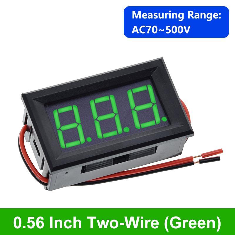 Voltage Tester Module AC 70-500V 0.56 Inch Digital Voltage Meter Voltage Panel Meter Red/Blue/Green 2 Wire