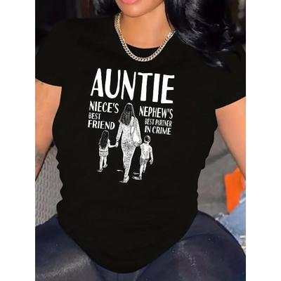 [Women's Casual T-Shirt] Casual Short-Sleeve T-Shirt for Women - Cozy and Cute, Design Celebrating Grandmother, Niece, and Nephew Bond