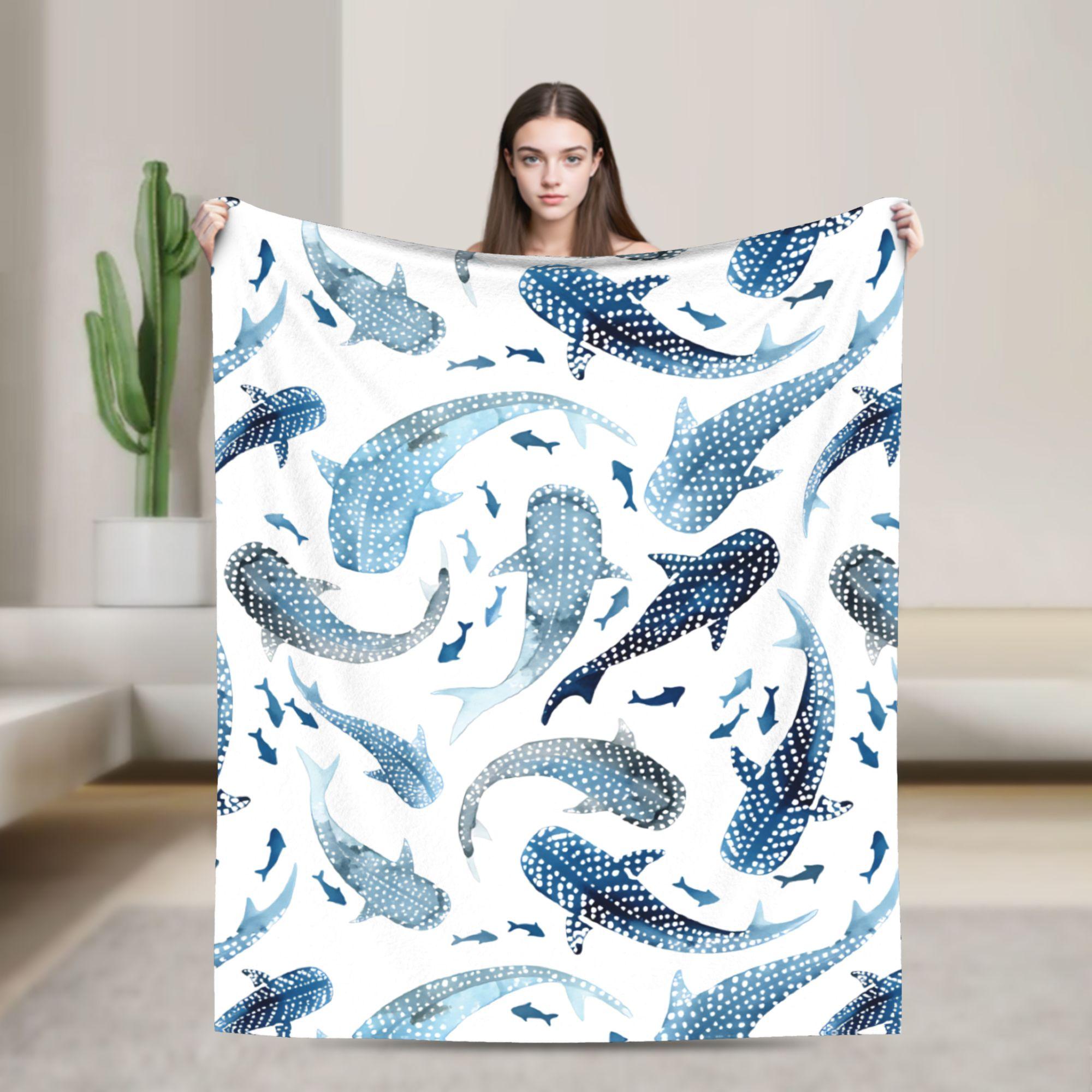 

cute sharks Blankets Warm Soft Graphic Plush Throw Blanket For Living Room Travel Office Flannel Bedspread Bed Cover 75x90cm