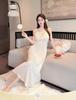 Spring & Autumn Women's Ice Silk Mesh Two-Piece Pajama Set - French-Style Sexy Nightdress