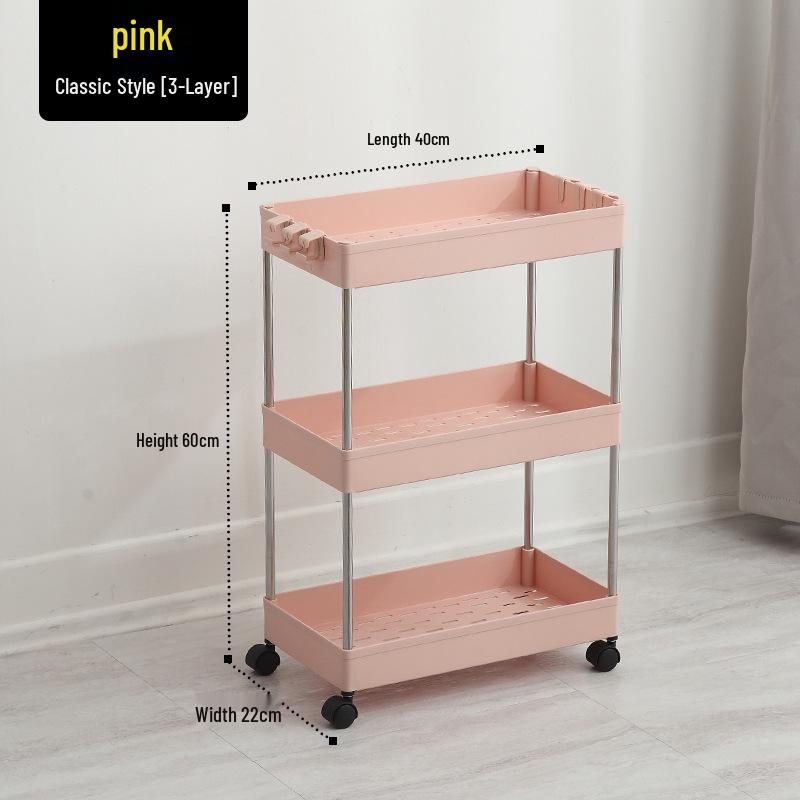 Bathroom & Kitchen Multi-layer Floor-standing Storage Trolley Shelf