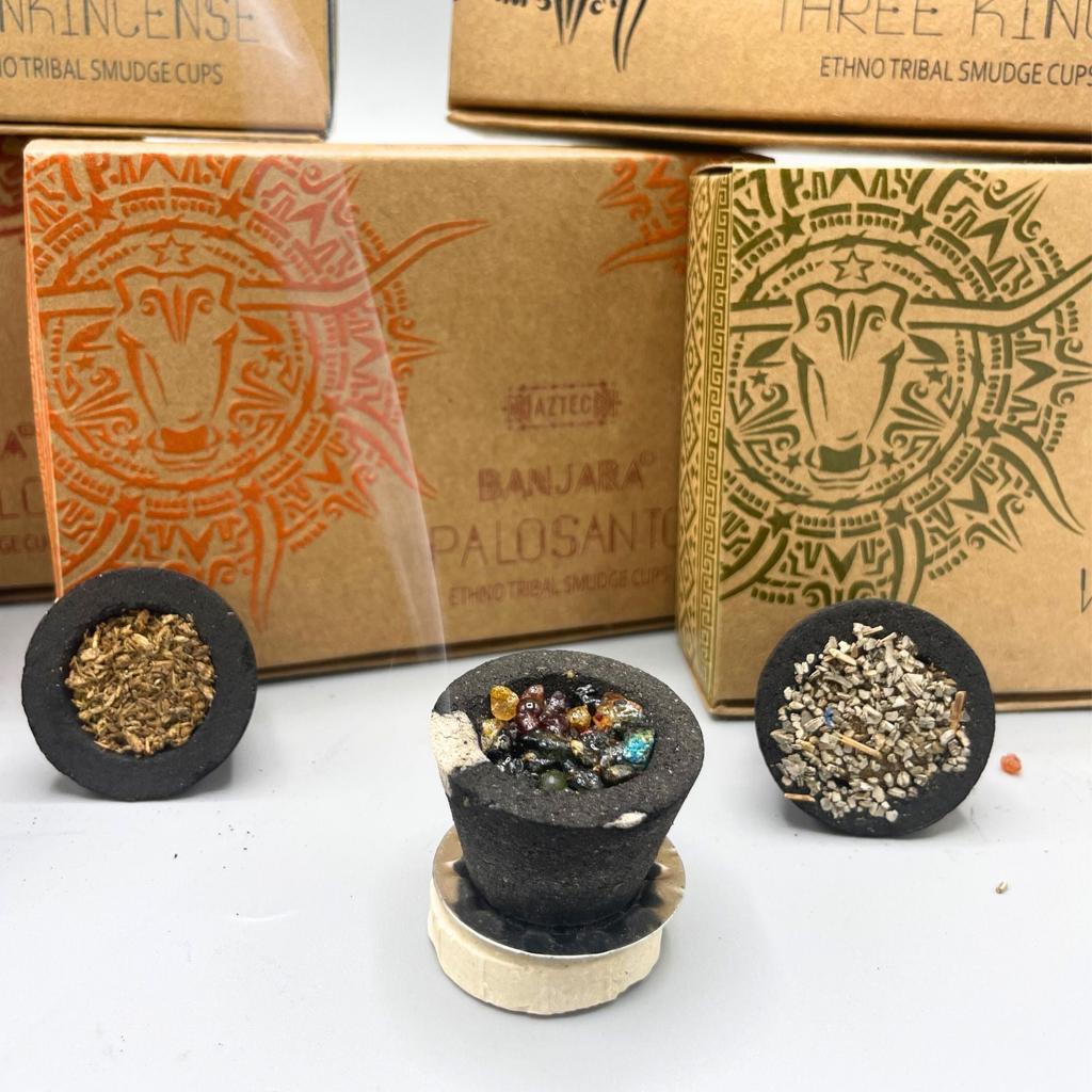Smudge Cups Incense Mayan Myrrh Sage, Banjara