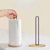 Black Wood Paper Towel Holder Free-Standing Tissue Stand Simple Vertical Napkin Holder  for Kitchen