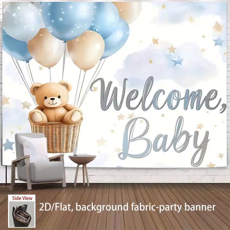 

2D Blue Gold Cloud Star Backdrop Welcome Baby Shower Photography Background 47.2x31.5inch/120*80cm